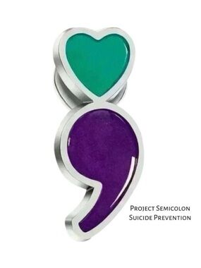 Project Semicolon Suicide Prevention Enamel Pin NEW